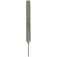 Pin Punch: 1/16 in Tip Dia, 1/4 in Shank Wd, 3/4 in Taper Lg, 4 in Overall Lg, Hexagon, Steel, Flat (MPN 71000)