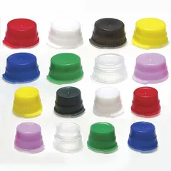 This snap-on bottle cap is made of yellow polyethylene and has a 13 mm diameter. It is unlined and non-vented, meeting FDA standards. Suitable for sealing laboratory bottles for sample storage or reagent containment.