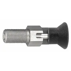 This locking pull-knob indexing plunger is used for precise positioning and locking of machine components such as rotary tables, fixtures, and sliding mechanisms. It features a 3/4"-16 thread and a nose force range of 15 N to 39 N. The plunger is made of stainless steel for corrosion resistance, suitable for industrial automation, machining, and assembly applications requiring repeatable alignment.