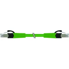 This cordset features RJ45 male straight connectors on both ends, Cat6a performance for high-speed data transmission, and a 15-meter length. The gray FRNC cable jacket provides flame-retardant, non-corrosive properties, suitable for industrial Ethernet networks in automation and control systems. Rated IP20 for indoor use.