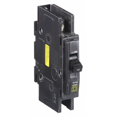 SQUARE D Miniature Circuit Breaker: 15 A, 120/240V AC, Single Phase, 10kA at 120/240V AC - QOU Series, Unit-Mount Square D Miniature Circuit Breakers