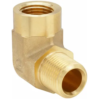 PARKER Metal Pipe Elbow: 90° Elbow, Brass, 1/8 in x 1/8 in - Threaded Extreme-Pressure Hydraulic Pipe Fittings
