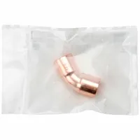 STREAMLINE Sweat Fitting Elbow: 1/2 in CTS x 1/2 in CTS, Cup x Cup, No Center Stop, Wrot Copper (MPN W 03026CB)