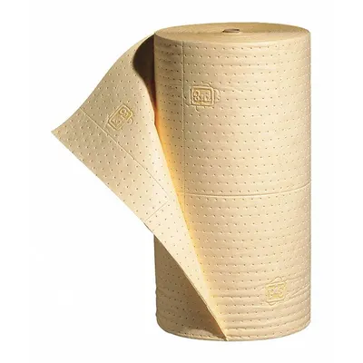 PIG Sorbent Roll: 150 ft Lg, 30 in Wd, Yellow, Polypropylene Roll (MAT630) - Sorbent Rolls