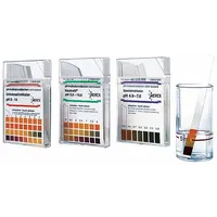 These high precision pH strips measure pH levels from 0 to 2.5 with a resolution of 0.3 pH. Each pack contains 100 tests for simple dip-and-read pH assessment in industrial quality control, wastewater monitoring, and chemical processing applications