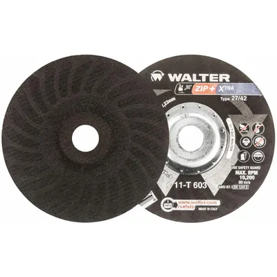 WALTER SURFACE TECHNOLOGIES Depressed Center Cut-Off Wheel: Type 27, 6" x 1/16" x 7/8" - General Purpose Cut-Off Wheels for Carbon & Stainless Steel