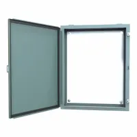 This steel enclosure is rated NEMA 12/13 for protection against dust, dirt, and non-corrosive liquids. It measures 30 x 24 x 6 inches, features a solid hinged cover with clamp closure, and includes a mounting panel. No knockouts are provided. Typical applications include housing electrical controls and instruments in industrial environments such as manufacturing plants and machine shops