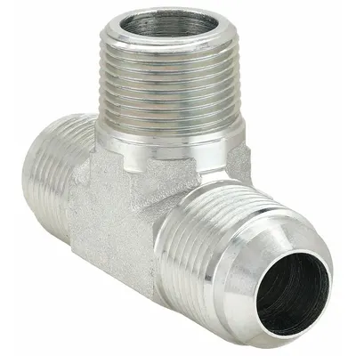 AEROQUIP Hydraulic Hose Adapter: 3/4 in x 3/4 in x 3/4 in Fitting Size, Male x Male x Male - NPTF-to-JIC Steel Hydraulic Hose Adapters