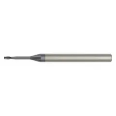 This TiAlN coated carbide square end mill features a pencil-neck design for machining hardened materials. With a 0.5 mm diameter, 0.7 mm length of cut, and 2 flutes, it is suited for precision milling, fine detail work, and micro-machining applications.