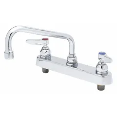 Brass centerset deck-mount faucet with low arc spout. Flow rate 2.2 gpm. Requires 2 mounting holes. Suitable for bar or laundry sink applications where space is limited.