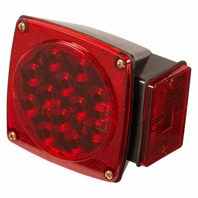 GROTE Stop/Turn/Tail Light: LED, Stop Light, Red, Square, 4 1/2 in Overall Dia - Stop Lights