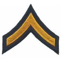 HEROS PRIDE Embroidered Patch: PFC, 3 in, Black/Gold, Polyester/Rayon, Rank Insignia, 1 PR (MPN 5405P)
