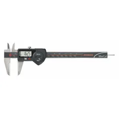 This digital caliper provides inside, outside, depth, and step measurements with 0.0005 in / 0.01 mm resolution and ±0.001 in accuracy. Its IP67 rating protects against dust and water immersion, making it suitable for use in environments with coolant, chips, or moisture. The cabled SPC output enables data transfer for documentation. Includes Certificate of Conformance; battery not included.