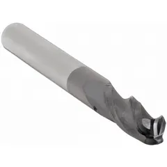 This solid carbide ball end mill features an AlTiN coating for heat resistance and wear protection. With a 1/2" mill diameter, 1" length of cut, and 3" overall length, it has 3 flutes for efficient chip evacuation. Suitable for 3D contouring, profiling, and slotting in metalworking applications.