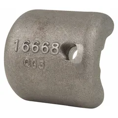 This hook block is a replacement component for 640 series lever chain hoists. It is used in industrial lifting applications to attach loads up to 3,000 lb. Suitable for maintenance and repair of manual chain hoists in manufacturing, warehousing, and construction environments.