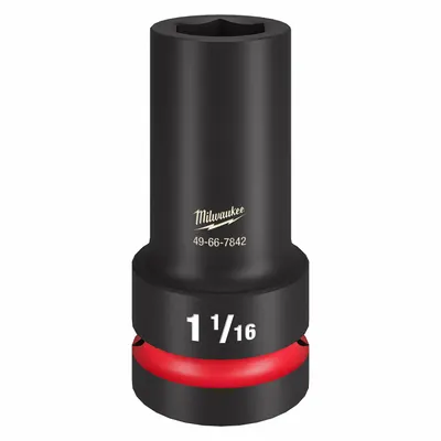 MILWAUKEE Impact Socket: 1 in Drive Size, SAE, 1 1/16 in Socket Size, 6-Point, Deep - 1" Drive Impact Sockets