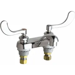 Centerset bathroom faucet in polished chrome finish with wristblade handles. Flow rate of 1 gpm. Includes mounting hardware. Suitable for commercial and institutional lavatory applications.