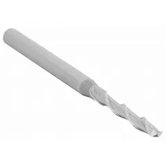 Carbide square end mill with 2 flutes, 1/16" mill diameter, 1/2" length of cut, and 2" overall length. Designed for general-purpose milling of metals and composites, suitable for slotting, profiling, and contouring operations.