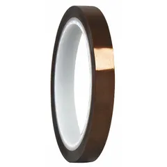 3M 5419 is a polyimide film tape with silicone adhesive, gold in color. It measures 1/4 inch wide, 36 yards long, and 2.7 mil thick. This tape is used for high-temperature electrical insulation applications such as coil wrapping, capacitor bundling, and transformer protection.