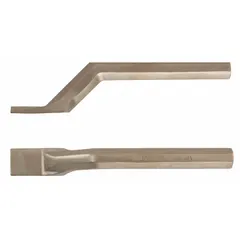 This caulk-removal chisel is designed for removing caulk and sealants in environments where sparking must be avoided. Its non-sparking construction makes it suitable for use in areas with flammable gases or dusts. Overall length is 7-3/4 in.