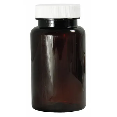 QORPAK Wide Mouth Bottle: PET, 120 mL, 4 fl oz, Closure Included, Amber, 38-400 - PET Wide Mouth Round Lab Bottles
