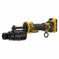 Cordless knockout punch system for cutting holes in steel up to 10 gauge thick. Includes one 2.0 Ah battery and charger. Punching capacity of 2 inches in steel. Suitable for electrical panel fabrication, switchgear installation, and metal enclosure work