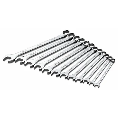 SK PROFESSIONAL TOOLS Combination Wrench Set: Alloy Steel, Chrome, 12 Tools - Metric 12-Point Combination Wrench Sets