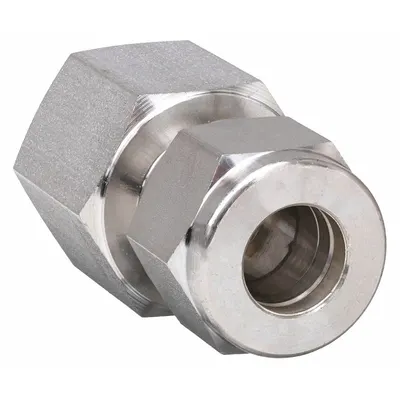 PARKER Compression Fitting Adapter: 1/8 in OD x 1/4 in Pipe Fitting Size - Double-Ferrule Stainless Steel Fittings