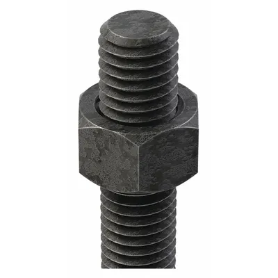 DAN-LOC Stud Bolt Assembly: 1/2"-13 Thread Size, 2 in Lg, Steel, Grade B7, Black Oxide - Fully-Threaded Rods & Studs with Nuts