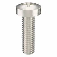 Pan head machine screws with M3.5x0.60 thread, 12 mm length, made from 18-8 stainless steel with a plain finish. Each screw features a #2 Phillips drive and is supplied in a 100-piece pack. Suitable for general fastening applications in machinery, electronics, and industrial assemblies requiring corrosion resistance and a low-profile head