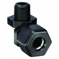 PARKER Compression Fitting Elbow: 3/8 in OD x 1/2 in Pipe Size, Compression x MNPTF, Polypropylene (MPN P6ME8)