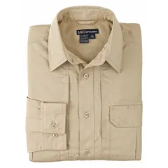 This collared work shirt is made from polyester and features a button front and long sleeves. It is suitable for tactical, industrial, and field-service applications where professional appearance and functionality are required.