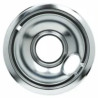 Oven drip bowl designed to catch drips and spills, helping maintain cleanliness inside the oven cavity. Suitable for use in residential ovens as a replacement part
