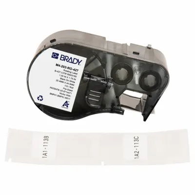 BRADY Wraparound Label: 1 3/4 in x 1 in, Vinyl, White (Matte) - Brady Precut Label Roll Cartridges