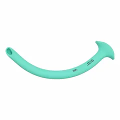 Sterile, disposable nasopharyngeal airway made of blue neoprene. Designed for single-use clinical airway management to maintain an open airway in unconscious or semi-conscious patients. Catheter size 32 Fr is suitable for adult applications.