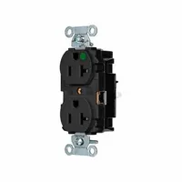 HUBBELL Receptacle: Hospital Grade, Duplex, 5-20R, Black, 125V AC, 20 A, 2 Pole / 3 Wire (MPN 8300STBK)