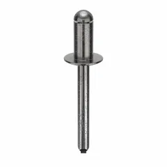 This inch-series blind rivet features a domed head and is designed for fastening applications where access is limited to one side. With a 0.249" diameter, 1 51/64" overall length, and 15/32" body length, it is suitable for general industrial assembly and repair tasks. Supplied in a 100-piece pack.