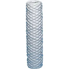 String wound polypropylene filter cartridge with 0.1 lpm flow rate and 9 7/8 inch overall height. Used for sediment and particulate removal in water filtration systems, commonly applied as pre-filtration to protect downstream equipment.