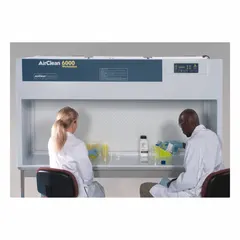 This fully assembled clean bench provides a HEPA-filtered, sterile work area for applications such as electronics assembly, pharmaceutical compounding, and laboratory research. It includes a base/stand and work surface, with overall dimensions of 72 inches wide by 30 inches deep.