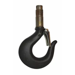 Replacement top hook assembly for Lodestar series electric chain hoists. Compatible with hoists rated for 1,000 lb to 2,000 lb load capacity. Includes a latch for secure attachment. Used in industrial lifting applications for hoist maintenance and repair.