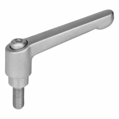 JW WINCO Adjustable Handles; Adjustable Levers: SS, #10-24 Thread, 0.63 in Thread Lg - Corrosion-Resistant Teardrop-Style Adjustable Handles with Threaded Stud