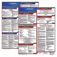 Spanish-language poster set for Indiana workplaces, containing two polypropylene posters sized 27 in x 27 in. Covers state and federal labor law posting requirements for employee rights and employer obligations
