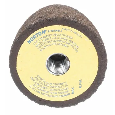 NORTON Grinding Cone: Type 16, 2 3/4" x 3 1/2" x 5/8"-11, Zirconia Alumina, 16 Grit - High-Performance Grinding Cones & Plugs for Stainless Steel & Nickel Alloys
