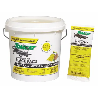 TOMCAT Rodenticide: Pail, 4.1 lb Container Size, Diphacinone, Pellets - Rodenticides