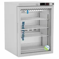 AMERICAN BIOTECH SUPPLY Pharmacy Refrigerator: 5.2 cu ft, Undercounter, 1°C to 10°C, Swing Glass (MPN PH-ABT-NSF-UCFS-0504G)