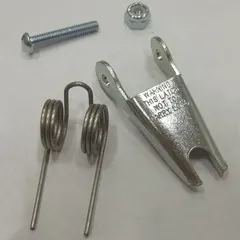 This latch assembly is a replacement component for the hook latch on JLC series electric chain hoists. It is designed for hoists with a 4,000 lb load capacity. The assembly secures the load during lifting operations in industrial settings such as manufacturing, warehousing, and maintenance.