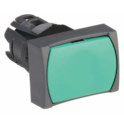 SCHNEIDER Flush Push Button: Green, 16 mm Mounting Size, Non-Metallic - Flush-Mount & Recessed Push-Button Operators