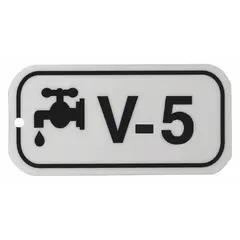 This V-5 lockout tag is made of polystyrene with English text and no header. It is used in industrial lockout/tagout procedures to indicate equipment under maintenance, helping prevent accidental operation. The plastic construction resists moisture and chemicals for use in plant environments.