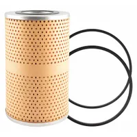 Cartridge oil filter element with cellulose media and attached grommet. Overall height 7 1/16 in, outside diameter 4 9/16 in. Designed for engine oil filtration in Galion vehicles