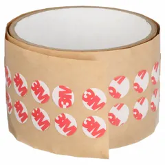 Pre-cut double-sided film tape discs with acrylic adhesive on a transparent polyester film backing. Each disc measures 1 inch in diameter with an 8.3 mil thickness. Suitable for precision bonding applications requiring consistent shape and size, such as mounting, splicing, and assembly tasks.